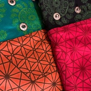 ⚛️🦘 Sacred Geometry Reversible snap Wrap Skirt w/detach Purse pouch NWOT travel